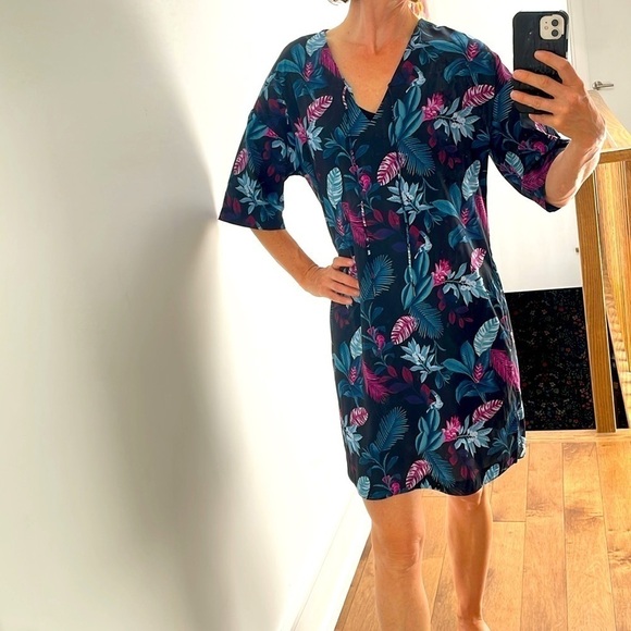 Fig FUNZI DRESS paradisio black Boxy dress V-neck Möbius LT knee length size XS - Picture 7 of 13